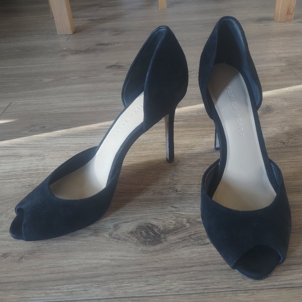 Veronica Beard Black Peep-Toe Heels